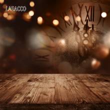 Laeacco Happy New Year Party Photophone Clock Light Bokeh Wooden Floor Photography Backdrops Baby Newborn Photo Backgrounds Prop 2024 - buy cheap