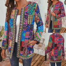 Chaqueta de algodón holgada para mujer, abrigo de manga larga con estampado Floral, estilo étnico Vintage, talla grande 2024 - compra barato