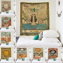 Manta con patrón de tarjeta de Tarot y Mandala, tapiz colgante de pared, colcha de dormitorio, cubierta de sol, Luna, decoración de pared, 95x73cm 2024 - compra barato