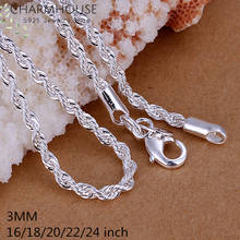 Silver 925 Necklaces For Men Women 3mm Twisted Link Chain Necklace Collier Fashion Jewelry Accessories Bijoux Wholesale 2024 - buy cheap