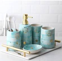 Conjunto de banheiro de cerâmica pintada à mão, cinco conjuntos de produtos de higiene pessoal para casamento 2024 - compre barato