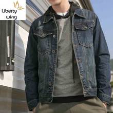 High Street Denim Coat Men Spring Autumn Single Breasted Washed Jean Jacket Plus Size 5XL Casual Bomber Biker Cowboy Outerwear 2024 - buy cheap