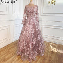 Serene hill muçulmano rosa frisado renda a linha de luxo longo cristal vestidos noite formal para a festa feminina 2021 la70708 2024 - compre barato