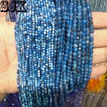 Natural Stone Faceted AAA Blue Apatite Round Beads 2/3/4mm Section Loose Beads For Jewelry Making DIY Necklace Earring 2024 - buy cheap