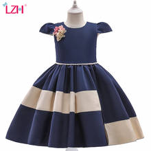 LZH 2021 Children's Clothing Stitching Princess Dress For Kids Bow Embroidery Birthday Party Dinner Party Dresses For Girl 4-10Y 2024 - buy cheap
