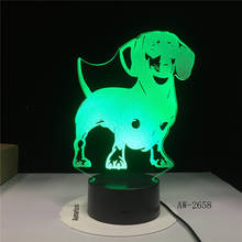 Lâmpada noturna de led fofa para cachorro, luz de quarto para crianças 3d em 7 cores 2024 - compre barato