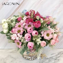 JAROWN 10 Heads Artificial Rose Small Flowers Bouquet Silk Fake Flowers Wedding Home Decoration Plant Leaves Decorative 2024 - buy cheap