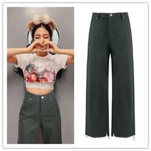 Kpop calças jeans largas femininas, calças jeans largas soltas de verão de celebridade coreana moda casual retrô reta até o tornozelo 2024 - compre barato