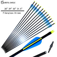 28/29/30/31.5inch Spine 500 Fiberglass Arrows Targeting Practice Hunting Shooting Archery Accessories for Compound Recurve Bow 2024 - buy cheap