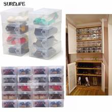 10pcs children/women/men Foldable Plastic Shoe Storage Case Boxes Stackable Organizer Shoe Holder basket Easy DIY 2024 - buy cheap