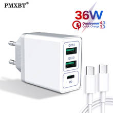3 Ports USB PD Charger 36W Quick Charge 4.0 3.0 Fast Charger Mobile Phone Fast Charging Travel Wall Device EU US UK Plug Adapter 2024 - buy cheap