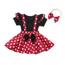 Dia dos namorados infantil conjunto curto manga curta voar camiseta topos arco polka dot suspender saia bandana outfits setl1212 2024 - compre barato