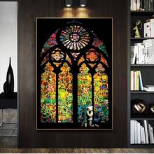 Banksy Stained Glass Boy Praying Graffiti Art Canvas Paintings On the Wall Art Posters And Prints Street Art Pictures Home Decor 2024 - buy cheap