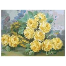 Yellow rose in the basket cross stitch package flower 18ct 14ct 11ct cloth cotton thread embroidery DIY handmade needlework 2024 - buy cheap