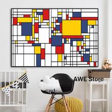 Piet cornelies mondrian pintura em tela abstrata quadros quadros quadros parede grade sala de estar decoração casa cuadros 2024 - compre barato