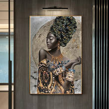 Pintura en lienzo de chica Africana abstracta, carteles artísticos de Graffiti e impresiones, imágenes artísticas de pared para decoración de pared de sala de estar, Cuadros 2024 - compra barato