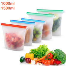 1000ml Four Color Silicone Food Bag Frosted Silicone Food Bag Reusable Frozen Fresh-Keeping Bag Zipper Leak-Proof Top Fruit Bag 2024 - buy cheap