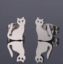 Oly2u Lovely Animal Cat Earrings Oorbellen Stainless Steel  Kitten Small Earrings Gifts for Women Kolczyki 2024 - buy cheap