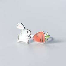 100% 925 Sterling Silver Fashion Cute Small Glaze Rabbit Turnip Stud Earrings Gift For School Girls Teen Lady E5860 2024 - buy cheap