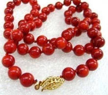 Ожерелье из натуральных 8 мм красных морских кораллов, 18 дюймов 2024 - купить недорого