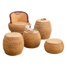 Home Collection Rattan Small Stool Ottoman Footrest Modern Round Foot Stool For Living Room Den Bedroom Rattan Chair  Modernity 2024 - buy cheap