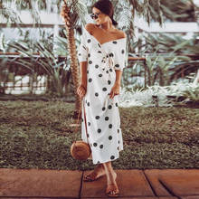 Women Casual Polka Dot Print Long Sleeve V-neck Long Dress Spring Autumn Slim Sashes Bow Decor Elegant Robe Maxi Party Vestidos 2024 - buy cheap