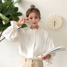 2020 Japanese-style Student White Shirt Loose Vintage Tops Women Ruffle Casual Preppy Style Woman Flarre Sleeve Cute Blouse 2024 - buy cheap
