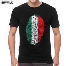 Camisetas de marca Italia con huella dactilar para hombre, 100% algodón, cuello redondo, manga corta, Retro, orgullo nacional 2024 - compra barato