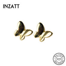 INZATT Real 925 Sterling Silver Minimalist Butterfly Stud Earring For Fashion Women party Cute Fine Jewelry Accessories Gift 2024 - buy cheap