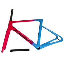 THRUST-Cuadro de carbono para bicicleta de carretera, marco de bici con gradiente rojo-azul, freno de disco, 2 años de garantía, T800 Super nuevo 2024 - compra barato