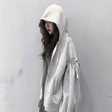 Толстовка Женская модная универсальная одежда с капюшоном женский весенний корейский Свободный Топ с длинным рукавом 2021 2024 - купить недорого