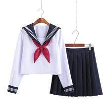 White Schoolgirl JK Uniform Japanese Class Navy Sailor School Uniforms Students Clothes For Girls Anime COS Sailor Navy Suit 2024 - buy cheap