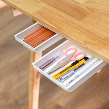 Cajón de almacenamiento para mesa de escritorio, caja organizadora autoadhesiva para lápices, bandeja de papelería debajo del cajón del escritorio, soporte para artículos diversos 2024 - compra barato