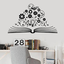 Open Book Wall Decal School Brain Science Lamp Gears Physics Vinyl Wall Sticker Laboratory Study Room Interior Decor Mural M153 2024 - buy cheap