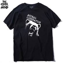 Мужская футболка COOLMIND BE0112A из 100% хлопка с коротким рукавом и круглым вырезом с изображением животных весы медведя, Повседневная Удобная мужская футболка, топы 2024 - купить недорого