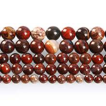 Cuentas redondas de jaspe rojo de piedra Natural, hilo de 16 ", 6, 8, 10 y 12MM, tamaño a elegir para la fabricación de joyas diy 2024 - compra barato