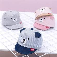 Sombrero con orejas de oso de dibujos animados para bebé, niño y niña ajustables para gorras de béisbol, gorros para el sol al aire libre a rayas, primavera y verano 2024 - compra barato