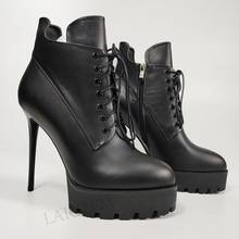SEIIHEM Women Ankle Platform Boots Real Leather Slim High Heels Short Booties Dress Office Ladies Shoes Woman Size 33 36 39 42 2024 - buy cheap