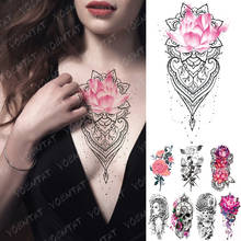 Waterproof Temporary Tattoo Sticker Lotus Rose Flowers Lace Flash Tatto Skull Jewelry Daisy Body Art Arm Fake Tatoo Women Men 2024 - buy cheap