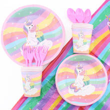 Unicorn  Themed  Tableware  Birthday  Party  Decorations Kidsbirthday Decoration Baby Shower Disposable Tableware Party Supplies 2024 - buy cheap