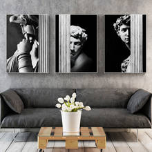 Escultura artística de David en lienzo, pintura en blanco y negro, imagen de pared, sala de estar, decoración del hogar, póster 2024 - compra barato