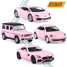 Модель автомобиля из металлического сплава HOBEKARS RMZ 1:36, литой игрушечный автомобиль, имитация Розового автомобиля, игрушки для детей, подарки подругам для девочек 2024 - купить недорого