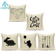 Polyester Animals Rabbit Elephant Geometric Black White Decorative Pillows Sofa Home Cushion Cover for Living Room Decoration 2024 - buy cheap