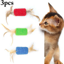 3pcs Pet Cat Kitten Toy Rolling Sisal Scratching Funny Cat Kitten Play Dolls Tumbler Ball Pet Cat Toys Feather Cat Toy for Cats 2024 - buy cheap