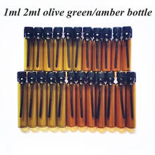 500pcs/lot 1ML 2ML Amber/olive green glass perfume bottle empty tube glass bottle 1cc 2cc sample test bottle vials with dropper 2024 - buy cheap