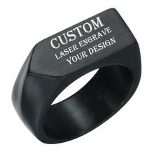 Anel de aço inoxidável com nome gravado personalizado para homens, anéis de aniversário e noivado 2024 - compre barato