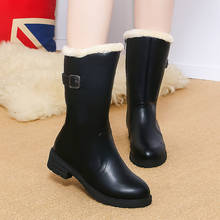 Botas con correa y hebilla para Mujer, zapatos de cuero de Color sólido, a media pantorrilla, para nieve y lluvia, tyh6 2024 - compra barato