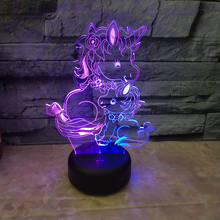 kawaii Unicorn Horse 7 Color Change 3D LED Night Lights USB Touch 3D Table Lamp Mixcolors Creative Gifts for Children 2024 - buy cheap