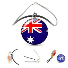 2020 New World Flag Double-sided Pendant Necklace 25mm Glass Cabochon Black Leather Cord Necklace Men and Women Jewelry Gifts 2024 - buy cheap