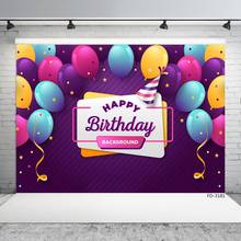 Fondo fotográfico de globos de colores púrpura para fotografía de niños, Fondo de computadora de fondo impresa para fiesta de cumpleaños de bebés 2024 - compra barato